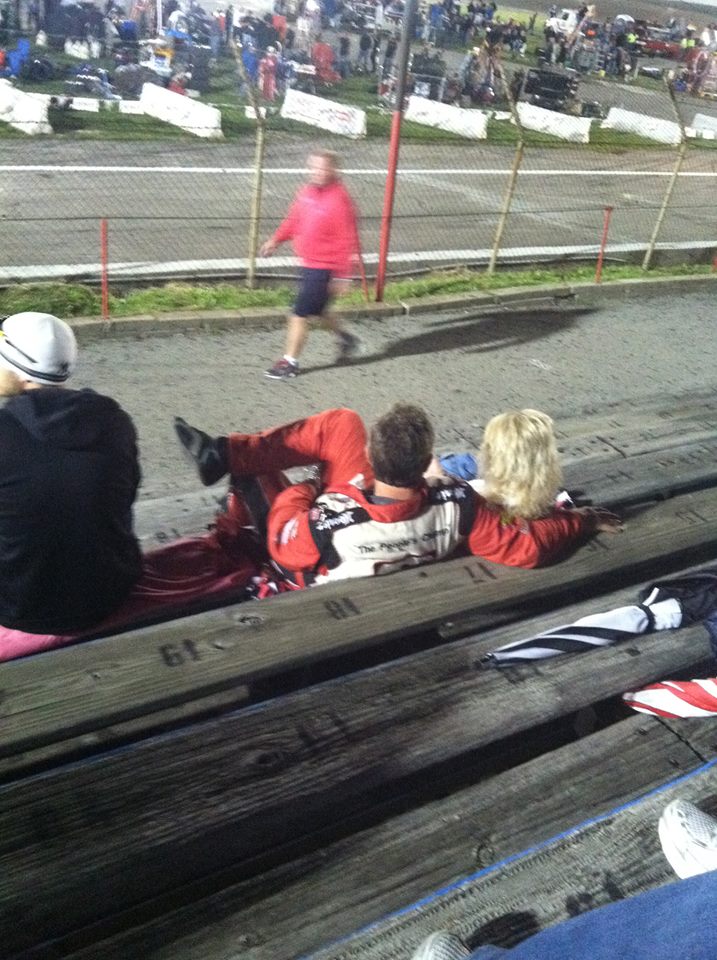 Dave Darland watching the action at Andewrson Speedway